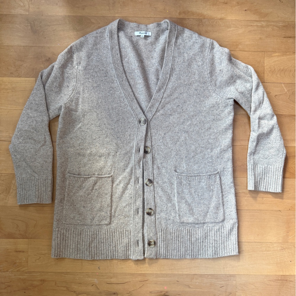 Madewell women's heather beige wool Cardigan Sweater